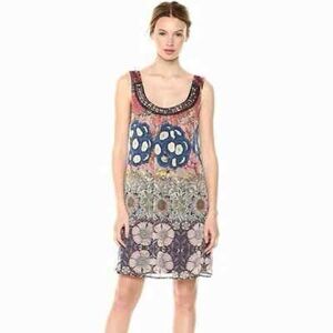 DESIGUAL | Francoise Beaded Neck Shift Dress, Size 42 (US L)